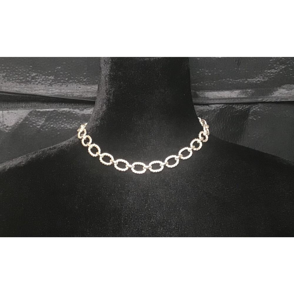 Vintage 950 Sterling Silver Oval Rope Chain Link Necklace 17" Peru - Picture 3 of 7